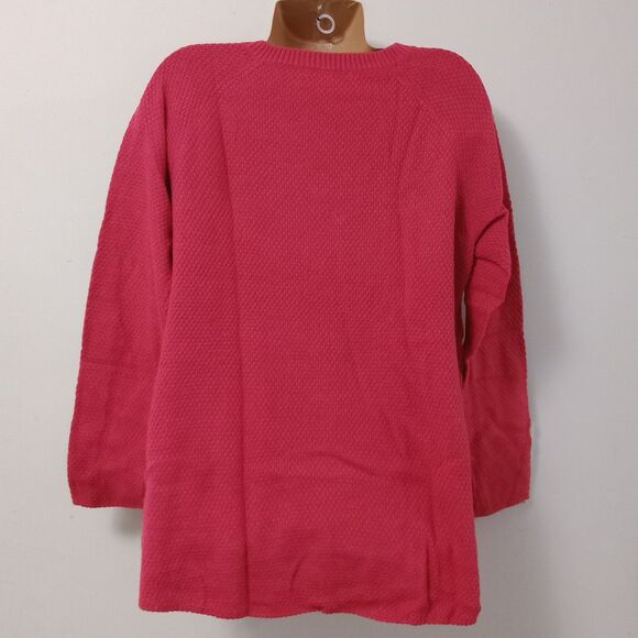 89th & Madison Vibrant Pink V-Neck Textured Pullover Sweater Size Medium - Picture 7 of 8